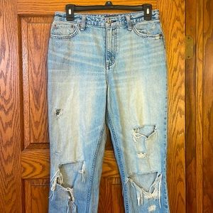 A & F size 4 27 JEANS cropped ANNIE girlfriend distressed 5 pocket